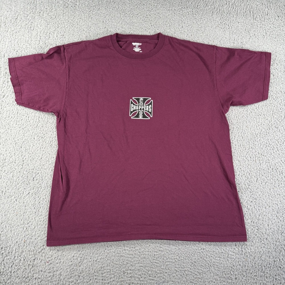 Island Choppers Shirt Mens 2XL Maroon Hawaii North‎ Shore Motorcycle Biker Tee